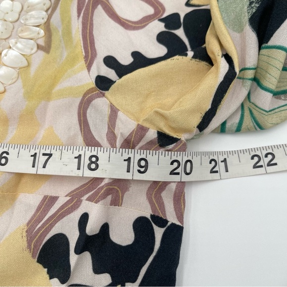 Soft Surroundings Vigne Tropical Yellow Black Shell Tunic Blouse Pearl Sz Small - Picture 9 of 10